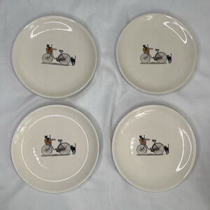 Magenta by Rae Dunn Black Cats 6” Ceramic Plates for Dessert Set Of 4, handmade.